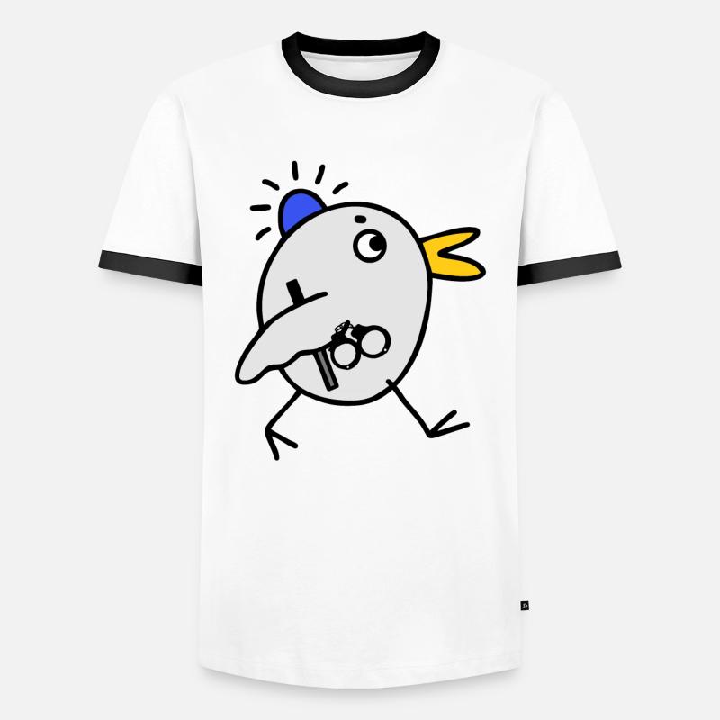 Blaulicht Handschellen Vogel Polizei - Männer Kontrast-T-Shirt - Weiß/Schwarz