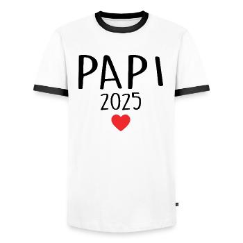 papa - futur papa 2025 - T-shirt contrasté Homme - blanc/noir - Devant - AI Model Female 172 light (172cm) & AI Model Male 178 dark (178cm)