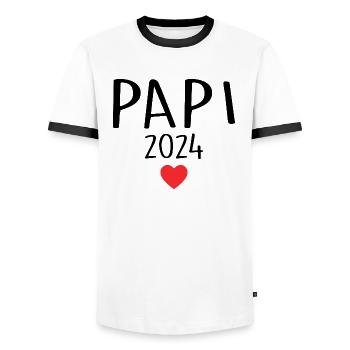 papa - futur papa 2024 - T-shirt contrasté Homme - blanc/noir - Devant - AI Model Female 172 light (172cm) & AI Model Male 178 dark (178cm)
