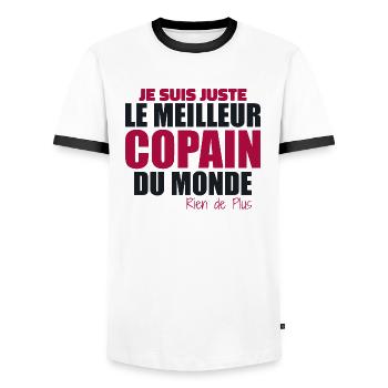 Je Suis Juste Le Meilleur Copain Du Monde - T-shirt contrasté Homme - blanc/noir - Devant - AI Model Female 172 light (172cm) & AI Model Male 178 dark (178cm)