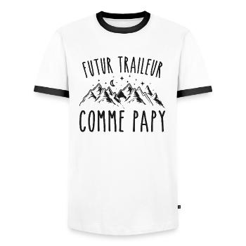 futur traileur cadeau garçon trail - T-shirt contrasté Homme - blanc/noir - Devant - AI Model Female 172 light (172cm) & AI Model Male 178 dark (178cm)
