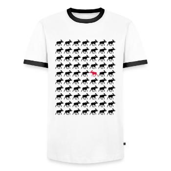 Elk other direction - Men's Ringer Shirt - white/black - Front - AI Model Female 172 light (172cm) & AI Model Male 178 dark (178cm)