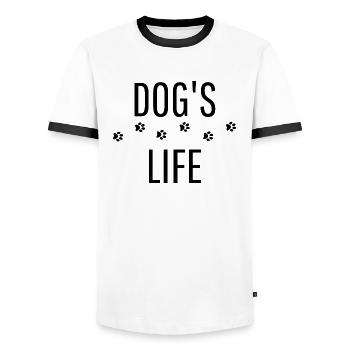 DOG'S LIFE - T-shirt contrasté Homme - blanc/noir - Devant - AI Model Female 172 light (172cm) & AI Model Male 178 dark (178cm)