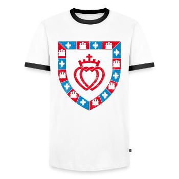 Vendée Millésime - T-shirt contrasté Homme - blanc/noir - Devant - AI Model Female 172 light (172cm) & AI Model Male 178 dark (178cm)