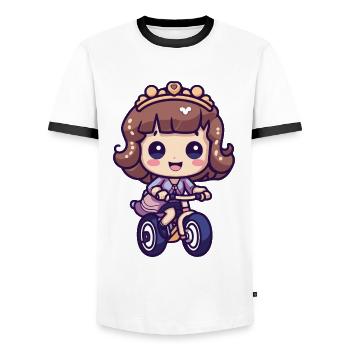 Fille De Bicyclette Mignonne - T-shirt contrasté Homme - blanc/noir - Devant - AI Model Female 172 light (172cm) & AI Model Male 178 dark (178cm)