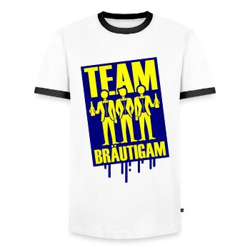 Team Groom Bachelor Wedding - Men's Ringer Shirt - white/black - Front - AI Model Female 172 light (172cm) & AI Model Male 178 dark (178cm)