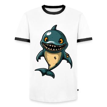 Dolphin Halloween Zombie - Men's Ringer Shirt - white/black - Front - AI Model Female 172 light (172cm) & AI Model Male 178 dark (178cm)