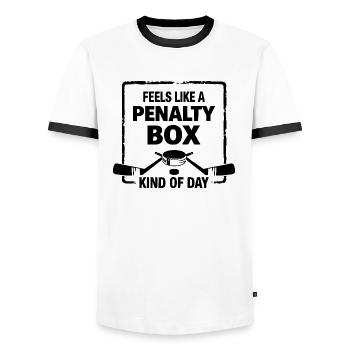 Feels Like A Penalty Box Kind Of Day, Funny Hockey - Men's Ringer Shirt - white/black - Front - AI Model Female 172 light (172cm) & AI Model Male 178 dark (178cm)