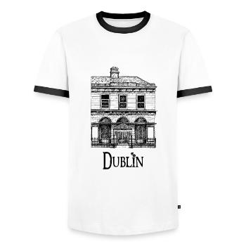 Dublin - Abbey Theatre - Männer Kontrast-T-Shirt - Weiß/Schwarz - Vorne - AI Model Female 172 light (172cm) & AI Model Male 178 dark (178cm)