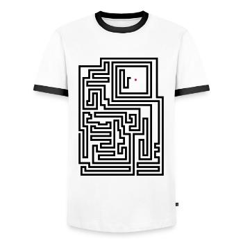 Retro Pixel Game Serpent - T-shirt contrasté Homme - blanc/noir - Devant - AI Model Female 172 light (172cm) & AI Model Male 178 dark (178cm)
