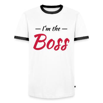 I'm the boss - Männer Kontrast-T-Shirt - Weiß/Schwarz - Vorne - AI Model Female 172 light (172cm) & AI Model Male 178 dark (178cm)