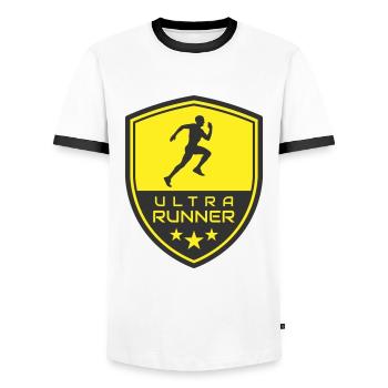 LOGO DE L’ULTRA RUNNER - T-shirt contrasté Homme - blanc/noir - Devant - AI Model Female 172 light (172cm) & AI Model Male 178 dark (178cm)