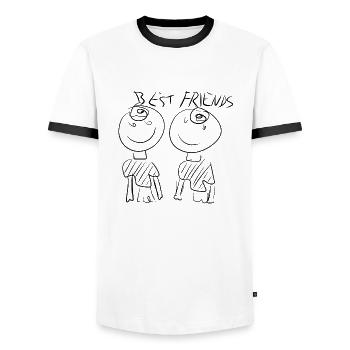 Best friends - Men's Ringer Shirt - white/black - Front - AI Model Female 172 light (172cm) & AI Model Male 178 dark (178cm)