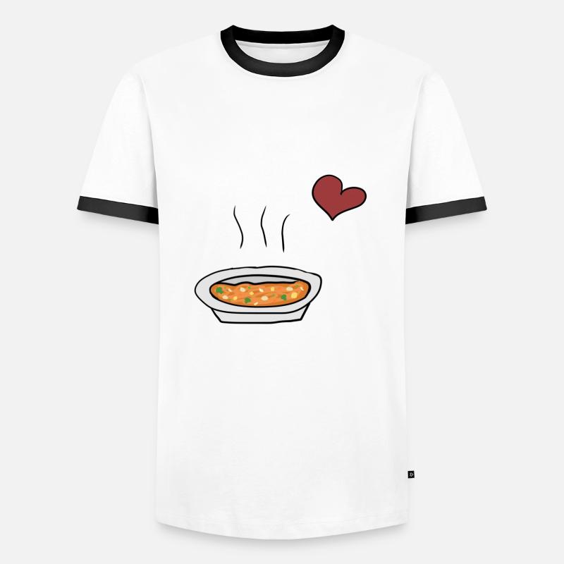 Essen Suppe - Männer Kontrast-T-Shirt - Weiß/Schwarz