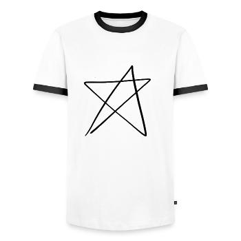 Star Shape - Men's Ringer Shirt - white/black - Front - AI Model Female 172 light (172cm) & AI Model Male 178 dark (178cm)