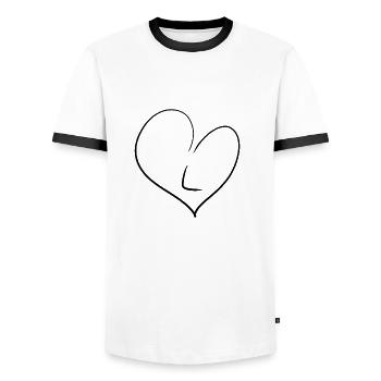Lettre de cœur - T-shirt contrasté Homme - blanc/noir - Devant - AI Model Female 172 light (172cm) & AI Model Male 178 dark (178cm)