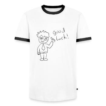 Motivation au travail - T-shirt contrasté Homme - blanc/noir - Devant - AI Model Female 172 light (172cm) & AI Model Male 178 dark (178cm)