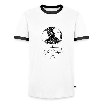 Climate Change Climate Protection - Men's Ringer Shirt - white/black - Front - AI Model Female 172 light (172cm) & AI Model Male 178 dark (178cm)