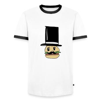 Burger Bürger - Männer Kontrast-T-Shirt - Weiß/Schwarz - Vorne - AI Model Female 172 light (172cm) & AI Model Male 178 dark (178cm)