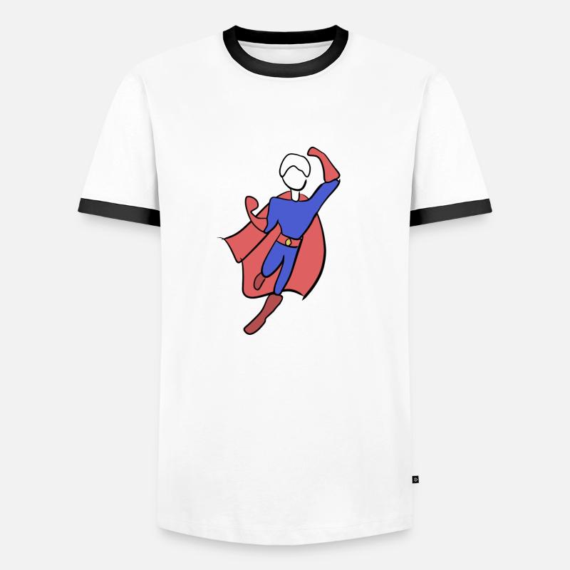 superheld held symbol mann retter - Männer Kontrast-T-Shirt - Weiß/Schwarz