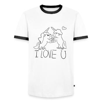 unicorn i love you couple - Men's Ringer Shirt - white/black - Front - AI Model Female 172 light (172cm) & AI Model Male 178 dark (178cm)