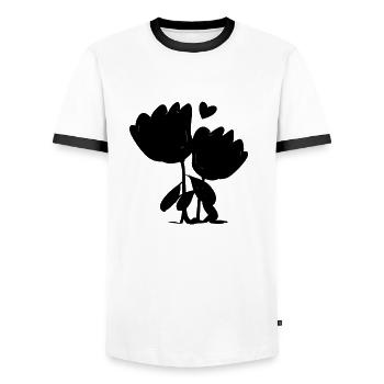 Flowers Roses Plant Symbol - Men's Ringer Shirt - white/black - Front - AI Model Female 172 light (172cm) & AI Model Male 178 dark (178cm)