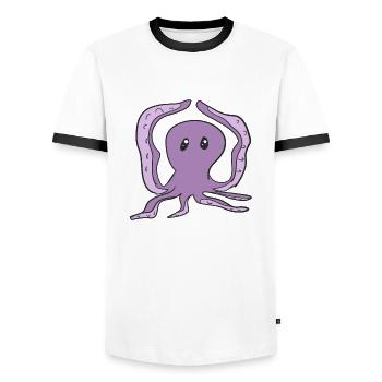 tanzender Oktopus lustig Tier Symbol - Männer Kontrast-T-Shirt - Weiß/Schwarz - Vorne - AI Model Female 172 light (172cm) & AI Model Male 178 dark (178cm)