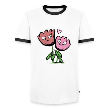Flowers Friendship Plants Funny Friends - Men's Ringer Shirt - white/black - Front - AI Model Female 172 light (172cm) & AI Model Male 178 dark (178cm)