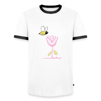 Flower Natural plant Animal Bee - Men's Ringer Shirt - white/black - Front - AI Model Female 172 light (172cm) & AI Model Male 178 dark (178cm)