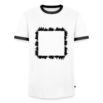 square square frame grass - Men's Ringer Shirt - white/black - Front - AI Model Female 172 light (172cm) & AI Model Male 178 dark (178cm)