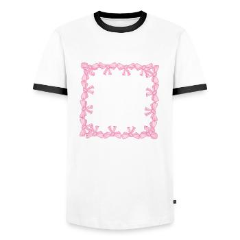 frame square square loop pink - Men's Ringer Shirt - white/black - Front - AI Model Female 172 light (172cm) & AI Model Male 178 dark (178cm)