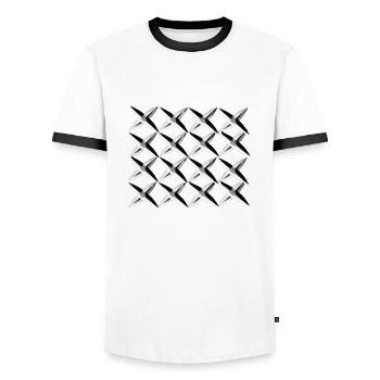 grey net cross pattern - Men's Ringer Shirt - white/black - Front - AI Model Female 172 light (172cm) & AI Model Male 178 dark (178cm)
