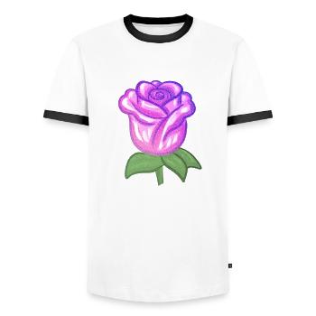 purple plant flower rose glitter flower - Men's Ringer Shirt - white/black - Front - AI Model Female 172 light (172cm) & AI Model Male 178 dark (178cm)