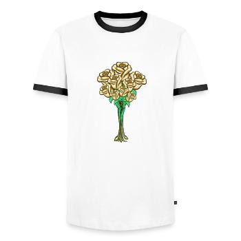 Symbole des roses dorées - T-shirt contrasté Homme - blanc/noir - Devant - AI Model Female 172 light (172cm) & AI Model Male 178 dark (178cm)