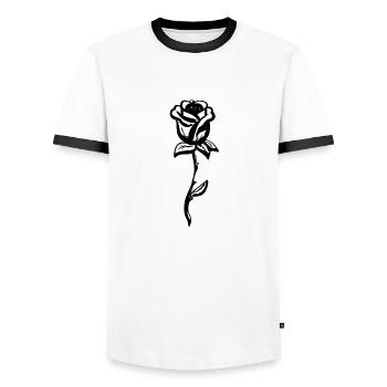 Rose Symbol Flower Shape - Men's Ringer Shirt - white/black - Front - AI Model Female 172 light (172cm) & AI Model Male 178 dark (178cm)