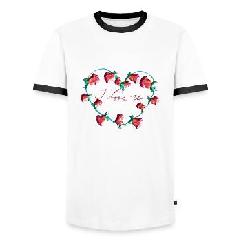 rote pflanzen herz blume ich liebe dich - Männer Kontrast-T-Shirt - Weiß/Schwarz - Vorne - AI Model Female 172 light (172cm) & AI Model Male 178 dark (178cm)