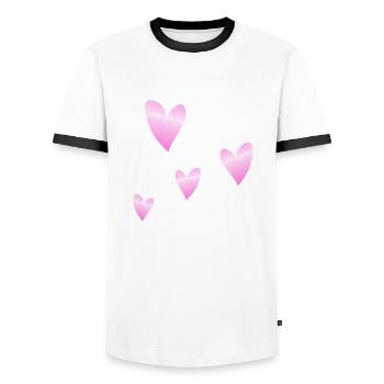 herzen rosa glitzer symbol liebe form - Männer Kontrast-T-Shirt - Weiß/Schwarz - Vorne - AI Model Female 172 light (172cm) & AI Model Male 178 dark (178cm)