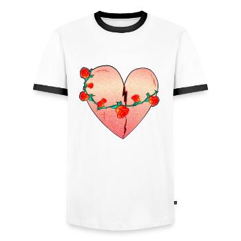 herz rosen narben rot symbol - Männer Kontrast-T-Shirt - Weiß/Schwarz - Vorne - AI Model Female 172 light (172cm) & AI Model Male 178 dark (178cm)