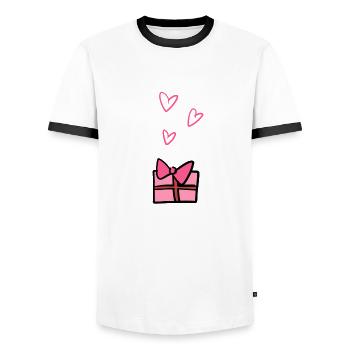 geschenk symbol schenken herzen weihnachten - Männer Kontrast-T-Shirt - Weiß/Schwarz - Vorne - AI Model Female 172 light (172cm) & AI Model Male 178 dark (178cm)