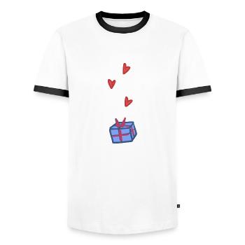 Gift Symbol Christmas Hearts Blue - Men's Ringer Shirt - white/black - Front - AI Model Female 172 light (172cm) & AI Model Male 178 dark (178cm)