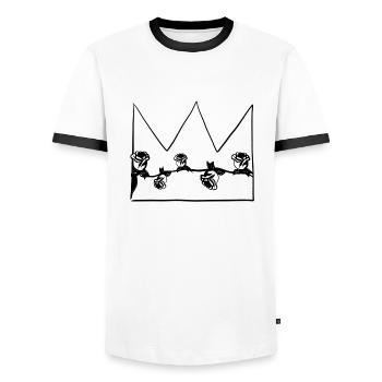 graue krone natur blumen form - Männer Kontrast-T-Shirt - Weiß/Schwarz - Vorne - AI Model Female 172 light (172cm) & AI Model Male 178 dark (178cm)