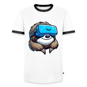 Cool Sloth VR Gamer Design - Men's Ringer Shirt - white/black - Front - AI Model Female 172 light (172cm) & AI Model Male 178 dark (178cm)