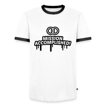 Mission marriage 1 c. completed successfully - Men's Ringer Shirt - white/black - Front - AI Model Female 172 light (172cm) & AI Model Male 178 dark (178cm)