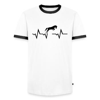 Pferd Herzschlag - Männer Kontrast-T-Shirt - Weiß/Schwarz - Vorne - AI Model Female 172 light (172cm) & AI Model Male 178 dark (178cm)