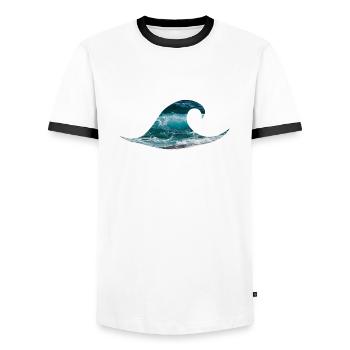 Welle Ozean Meer Surfen - Männer Kontrast-T-Shirt - Weiß/Schwarz - Vorne - AI Model Female 172 light (172cm) & AI Model Male 178 dark (178cm)