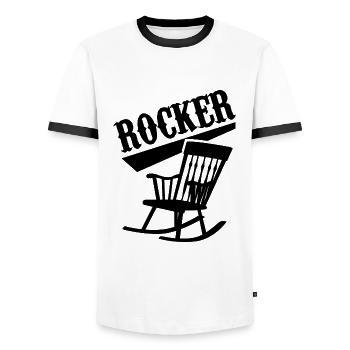Wippe - Männer Kontrast-T-Shirt - Weiß/Schwarz - Vorne - AI Model Female 172 light (172cm) & AI Model Male 178 dark (178cm)