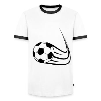 Fußball, Ball, Soccer, Football, Schuss, Tor - T-shirt contrasté Homme - blanc/noir - Devant - AI Model Female 172 light (172cm) & AI Model Male 178 dark (178cm)