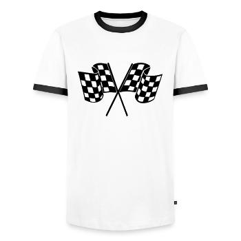 Drapeau Course Cible Voiture - T-shirt contrasté Homme - blanc/noir - Devant - AI Model Female 172 light (172cm) & AI Model Male 178 dark (178cm)