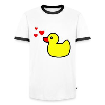 Canard grinçant Jaune Saint-Valentin 2 - T-shirt contrasté Homme - blanc/noir - Devant - AI Model Female 172 light (172cm) & AI Model Male 178 dark (178cm)