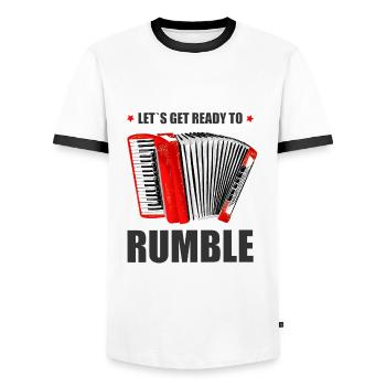 Accordion. Let's Get Ready to Rumble. - Men's Ringer Shirt - white/black - Front - AI Model Female 172 light (172cm) & AI Model Male 178 dark (178cm)